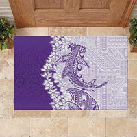 Polynesian Purple Plumeria Lei Rubber Doormat with Hammerhead Shark LT7 Purple - Polynesian Pride