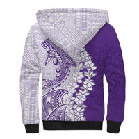 Polynesian Purple Plumeria Lei Sherpa Hoodie with Hammerhead Shark LT7 - Polynesian Pride