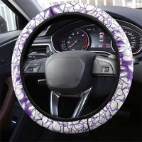 Polynesian Purple Plumeria Lei Steering Wheel Cover with Hammerhead Shark LT7 - Polynesian Pride