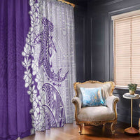 Polynesian Purple Plumeria Lei Window Curtain with Hammerhead Shark LT7 - Polynesian Pride