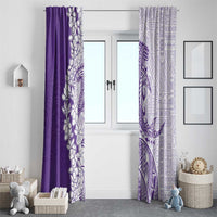 Polynesian Purple Plumeria Lei Window Curtain with Hammerhead Shark LT7 - Polynesian Pride