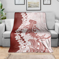 Polynesian Crimson Plumeria Lei Blanket with Hammerhead Shark LT7 - Polynesian Pride