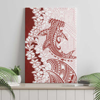 Polynesian Crimson Plumeria Lei Canvas Wall Art with Hammerhead Shark LT7 - Polynesian Pride