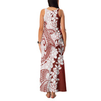 Polynesian Crimson Plumeria Lei Family Matching Tank Maxi Dress and Hawaiian Shirt with Hammerhead Shark
