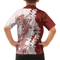 Polynesian Crimson Plumeria Lei Hawaiian Shirt with Hammerhead Shark LT7 - Polynesian Pride