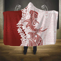 Polynesian Crimson Plumeria Lei Hooded Blanket with Hammerhead Shark LT7 - Polynesian Pride