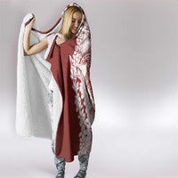 Polynesian Crimson Plumeria Lei Hooded Blanket with Hammerhead Shark LT7 - Polynesian Pride