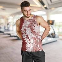 Polynesian Crimson Plumeria Lei Men Tank Top with Hammerhead Shark LT7 Red - Polynesian Pride