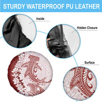 Polynesian Crimson Plumeria Lei Spare Tire Cover with Hammerhead Shark LT7 - Polynesian Pride