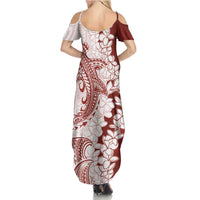 Polynesian Crimson Plumeria Lei Summer Maxi Dress with Hammerhead Shark LT7 - Polynesian Pride