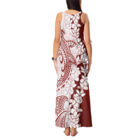 Polynesian Crimson Plumeria Lei Tank Maxi Dress with Hammerhead Shark LT7 - Polynesian Pride