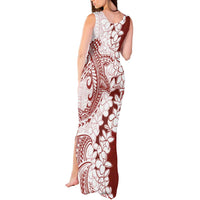 Polynesian Crimson Plumeria Lei Tank Maxi Dress with Hammerhead Shark LT7 - Polynesian Pride