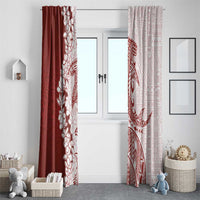 Polynesian Crimson Plumeria Lei Window Curtain with Hammerhead Shark LT7 - Polynesian Pride