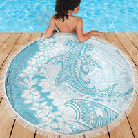 Polynesian Turquoise Plumeria Lei Beach Blanket with Hammerhead Shark LT7 - Polynesian Pride