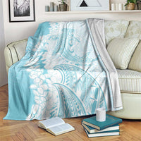Polynesian Turquoise Plumeria Lei Blanket with Hammerhead Shark LT7 Turquoise - Polynesian Pride