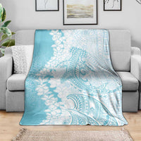 Polynesian Turquoise Plumeria Lei Blanket with Hammerhead Shark LT7 - Polynesian Pride