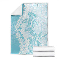 Polynesian Turquoise Plumeria Lei Blanket with Hammerhead Shark LT7 - Polynesian Pride