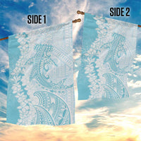 Polynesian Turquoise Plumeria Lei Garden Flag with Hammerhead Shark LT7 - Polynesian Pride