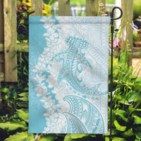 Polynesian Turquoise Plumeria Lei Garden Flag with Hammerhead Shark LT7 Garden Flag Turquoise - Polynesian Pride