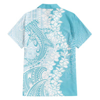 Polynesian Turquoise Plumeria Lei Hawaiian Shirt with Hammerhead Shark LT7 - Polynesian Pride