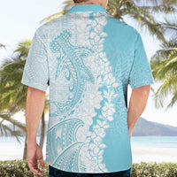 Polynesian Turquoise Plumeria Lei Hawaiian Shirt with Hammerhead Shark LT7 - Polynesian Pride