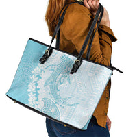 Polynesian Turquoise Plumeria Lei Leather Tote Bag with Hammerhead Shark LT7 - Polynesian Pride