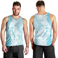 Polynesian Turquoise Plumeria Lei Men Tank Top with Hammerhead Shark LT7 - Polynesian Pride