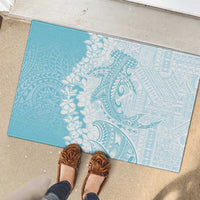 Polynesian Turquoise Plumeria Lei Rubber Doormat with Hammerhead Shark LT7 - Polynesian Pride