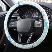 Polynesian Turquoise Plumeria Lei Steering Wheel Cover with Hammerhead Shark LT7 - Polynesian Pride