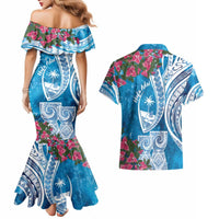 Hafa Adai Guam Couples Matching Mermaid Dress and Hawaiian Shirt Crystal Waves