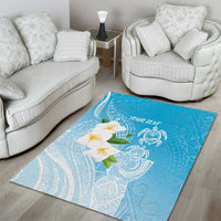 Personalized Guam Chamorro Area Rug Turtles and Guasali Flowers