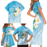 Personalized Guam Chamorro Family Matching Short Sleeve Bodycon Dress and Hawaiian Shirt Turtles and Guasali Flowers