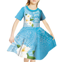 Personalized Guam Chamorro Kid Short Sleeve Dress Turtles and Guasali Flowers