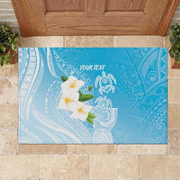 Personalized Guam Chamorro Rubber Doormat Turtles and Guasali Flowers