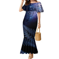 New Zealand Aotearoa Matariki Mermaid Dress Starry Silver Fern LT7 Women Galaxy - Polynesian Pride