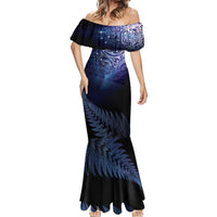 New Zealand Aotearoa Matariki Mermaid Dress Starry Silver Fern LT7 - Polynesian Pride