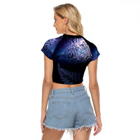 New Zealand Aotearoa Matariki Raglan Cropped T Shirt Starry Silver Fern