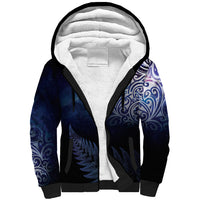New Zealand Aotearoa Matariki Sherpa Hoodie Starry Silver Fern LT7 Unisex Galaxy - Polynesian Pride