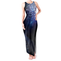 New Zealand Aotearoa Matariki Tank Maxi Dress Starry Silver Fern LT7 Women Galaxy - Polynesian Pride
