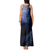 New Zealand Aotearoa Matariki Tank Maxi Dress Starry Silver Fern LT7 - Polynesian Pride