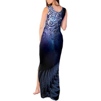 New Zealand Aotearoa Matariki Tank Maxi Dress Starry Silver Fern LT7 - Polynesian Pride