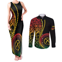 Proudly Ni-Van Sandroing Inspired Classic Style Couples Matching Tank Maxi Dress and Long Sleeve Button Shirt LT7 Colorful - Polynesian Pride