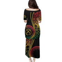 Proudly Ni-Van Sandroing Inspired Classic Style Family Matching Puletasi and Hawaiian Shirt LT7 - Polynesian Pride