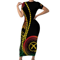 Proudly Ni-Van Sandroing Inspired Classic Style Family Matching Short Sleeve Bodycon Dress and Hawaiian Shirt LT7 Mom's Dress Colorful - Polynesian Pride