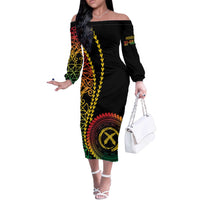 Proudly Ni-Van Sandroing Inspired Classic Style Off The Shoulder Long Sleeve Dress