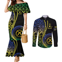 Proudly Ni-Van Sandroing Inspired Couples Matching Mermaid Dress and Long Sleeve Button Shirt Malampa Classic Style LT7 Colorful - Polynesian Pride