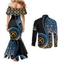 Proudly Ni-Van Sandroing Inspired Couples Matching Mermaid Dress and Long Sleeve Button Shirt Sanma Classic Style LT7 - Polynesian Pride