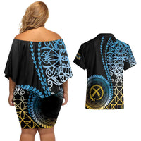 Proudly Ni-Van Sandroing Inspired Couples Matching Off Shoulder Short Dress and Hawaiian Shirt Sanma Classic Style LT7 - Polynesian Pride