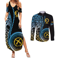 Proudly Ni-Van Sandroing Inspired Couples Matching Summer Maxi Dress and Long Sleeve Button Shirt Sanma Classic Style LT7 Colorful - Polynesian Pride