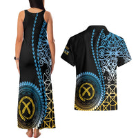 Proudly Ni-Van Sandroing Inspired Couples Matching Tank Maxi Dress and Hawaiian Shirt Sanma Classic Style LT7 - Polynesian Pride